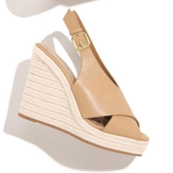 Slingback Espadrille Wedges in Toffee - Picture 2 of 8